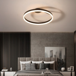 led loftslys 19,5″ 1-lys ring cirkel design dæmpbart aluminium malet finish luksuriøs moderne stil spisestue soveværelse pendel