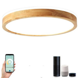 LED loftslampe inkluderer dæmpbart wi-fi smart lys rundt design dæmpbart indbygget lys træ moderne stil geometrisk...