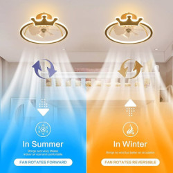 loft ventilator med lys cirkel design app & fjernbetjening 50cm dæmpbar 6 vindhastigheder moderne Loftlampe til soveværelse,...
