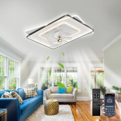 Loftlampe med lysdæmpbar 105/50cm 6 vindhastigheder moderne Loftlampe til soveværelse, stue app & fjernbetjening