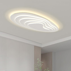 moderne loftslampe dæmpbar med fjernbetjening kontral 56cm planmonteret loftslampe akryl lampeskærm lysekrone soveværelse stue...