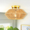 led loftslampe rattan boho lysarmaturer loftsmontering, rattan semi flush mount loftslampe med håndvævet bur lampeskærm, moderne loftslampe til soveværelse køkken gang