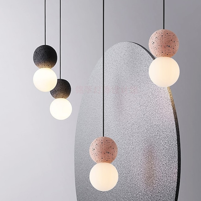 10cm led pendler globe design moderne glas og terrazzo globus malede finish 1 lys kreativ nordisk stil