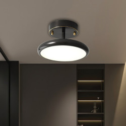 moderne led semi-flush mount loftslampe, 12 cm 3-farve lysskiftende sort/guld loftslampe, kobber loftslysekrone,...