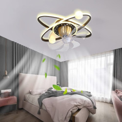 Loftlampe med lys dæmpbart cirkeldesign krystal 57cm 6 vindhastigheder moderne Loftlampe til soveværelse, stue app &...