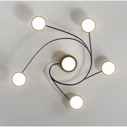 moderne semi flush mount loftslampe cirkulær akryl 4/6 hoveder led loftslampe nordisk grå sputnik lysarmatur med træ dekoration til stue spisestue soveværelse