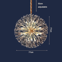 moderne guldkrystallysekroner, 18/24-lys 60/77cm mælkebøtte fyrværkeri pendelbelysning, kuglehængende lysekrone lysarmaturer til spisestue soveværelse stue køkkenø