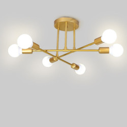 6 hoveder 55cm led loftslampe nordisk stil lysekrone sputnik design metal kunstnerisk stil industriel malet finish køkken sovevæ