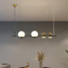 led pendel 4 hoveder kugleformet glas skærm liner globle design moderne nordisk stue spisestue lys indendørs dekoration loft hæn