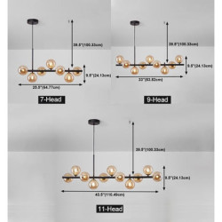 led pendel 43,5″ 11-lys klode design geometriske former flush mount lys metal sputnik lineær geometrisk malet finish moderne lys