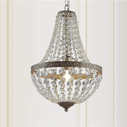 krystal lysekrone pendel 30/50cm empire loftslampe, antik bronze pendel til spisestue, stue og soveværelse, hall loft