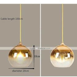 20cm Enkelt design Vedhæng Lys Glas Globus Galvaniseret Nordisk stil