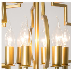 stuehus stearinlys lysekrone guld 6-lys 42cm til stue, rustik industriel loftslampe, vintage lofthængende lampe til soveværelse entre køkken spisestue foyer