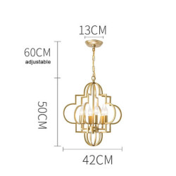 stuehus stearinlys lysekrone guld 6-lys 42cm til stue, rustik industriel loftslampe, vintage lofthængende lampe til soveværelse entre køkken spisestue foyer