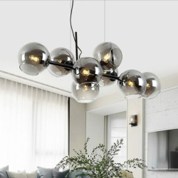 led pendellamp ø lys sort bronze kobber moderne nordisk spisestue soveværelse lysekrone minimalistisk stue magisk bønne glas mol