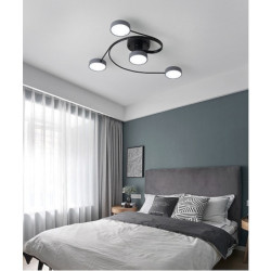 moderne semi flush mount loftslampe cirkulær akryl 4/6 hoveder led loftslampe nordisk grå sputnik lysarmatur med træ dekoration til stue spisestue soveværelse