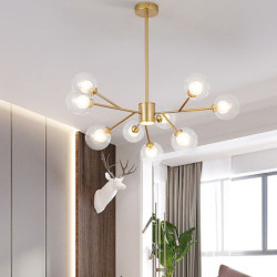 9/12/15/18 hoveder førte lysekrone nordisk guld vedhæng lys globe desgin flush mount lys metal malede finish moderne...